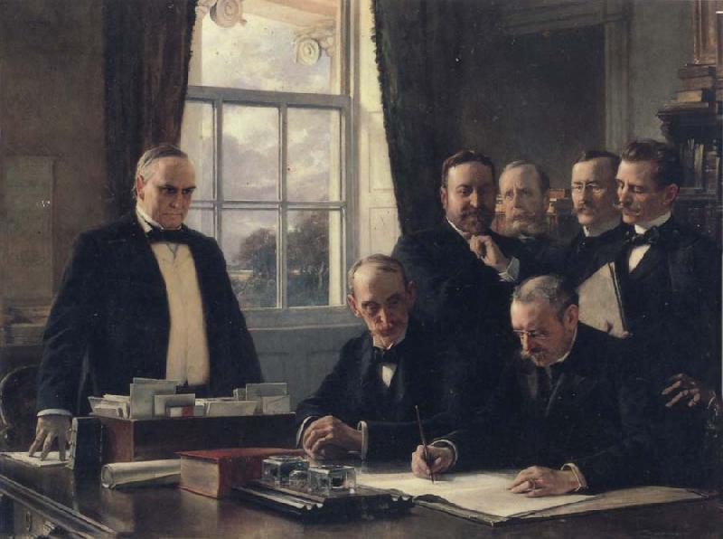 Theobald Chartran Signing of the Peace Protocol Between Spain and the United States France oil painting art